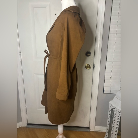 Ordinary holiday | EUC size sm-med | chocolate brown faux suede trench coat - Picture 5 of 9